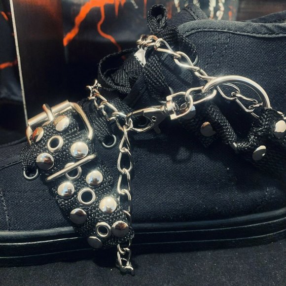 Punk Studded Skate shoes A-5 Spikes Strap And Chai - Picture 8 of 11